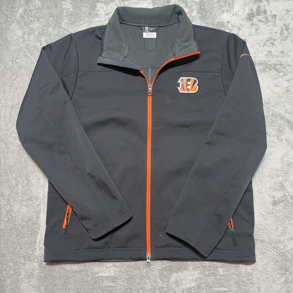 Nike On Field Cincinnati Bengals NFL Full Zip Hooded Jacket Adult Large Black